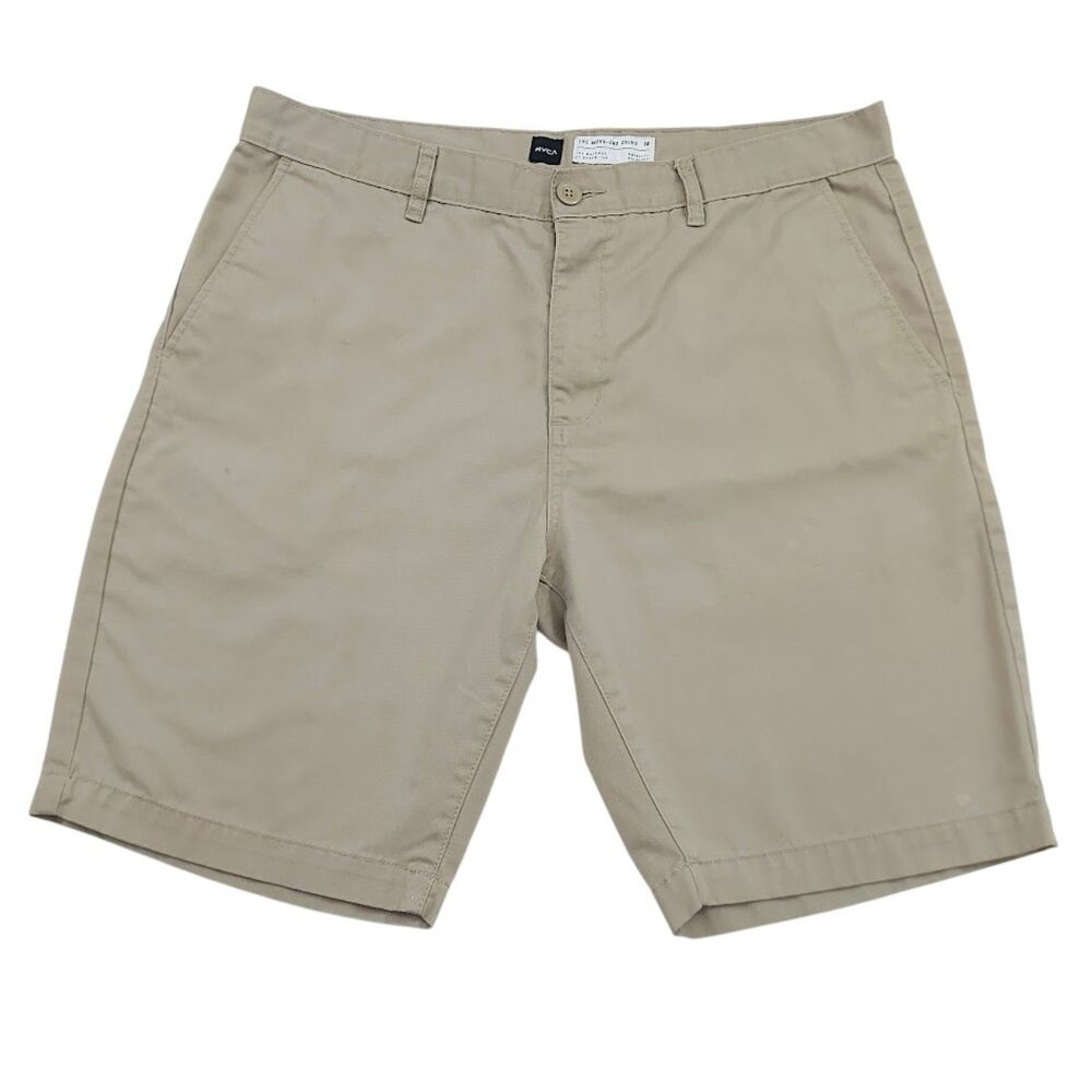 RVCA The Week-End Mens 38 Khaki Chino Shorts Cotton Blend Casual Twill Skater
